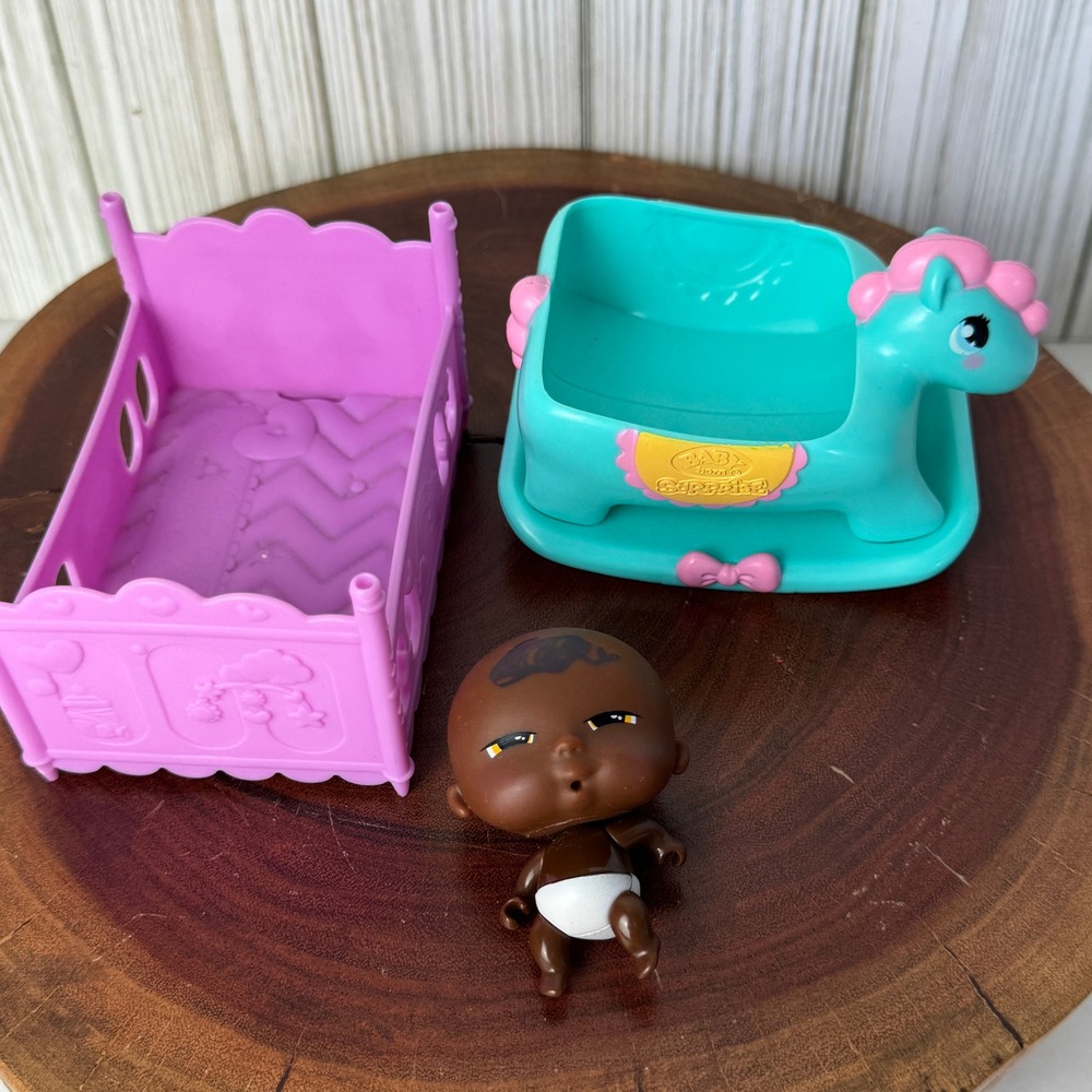 Baby Born Surprise Mini Doll Set MGA Purple Crib Teal Unicorn Rocker 918537C3 - Picture 2 of 7